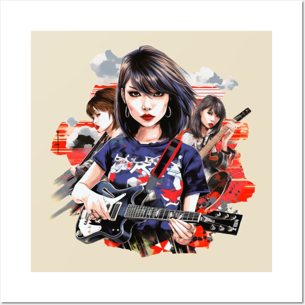 Japanese Girl Rocker Pop Punk Rocker Band Pop Art Wall Art by LunaElizabeth